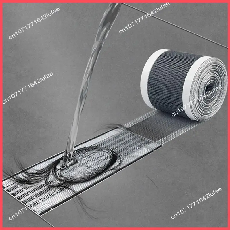 

B52C 4 PCS 50M Shower Drain Hair Catcher Self-Adhesive Floor Drain Stickers Disposable PVC Mesh Sink Strainer Filter For Bathroo