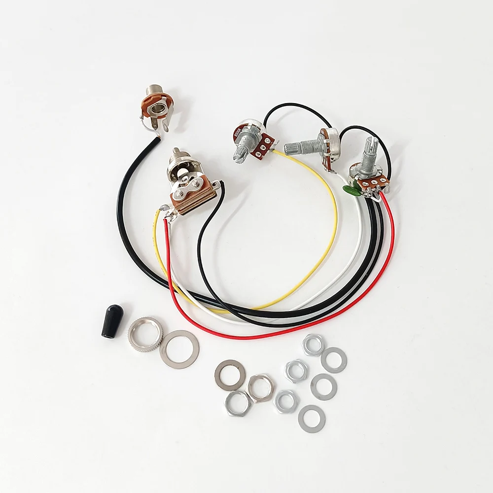 Electric Guitar Wiring Harness Kit 3 Way Toggle Switch 2 Volume 1 Tone Jack 6.35mm Output for LP Electric Guitar