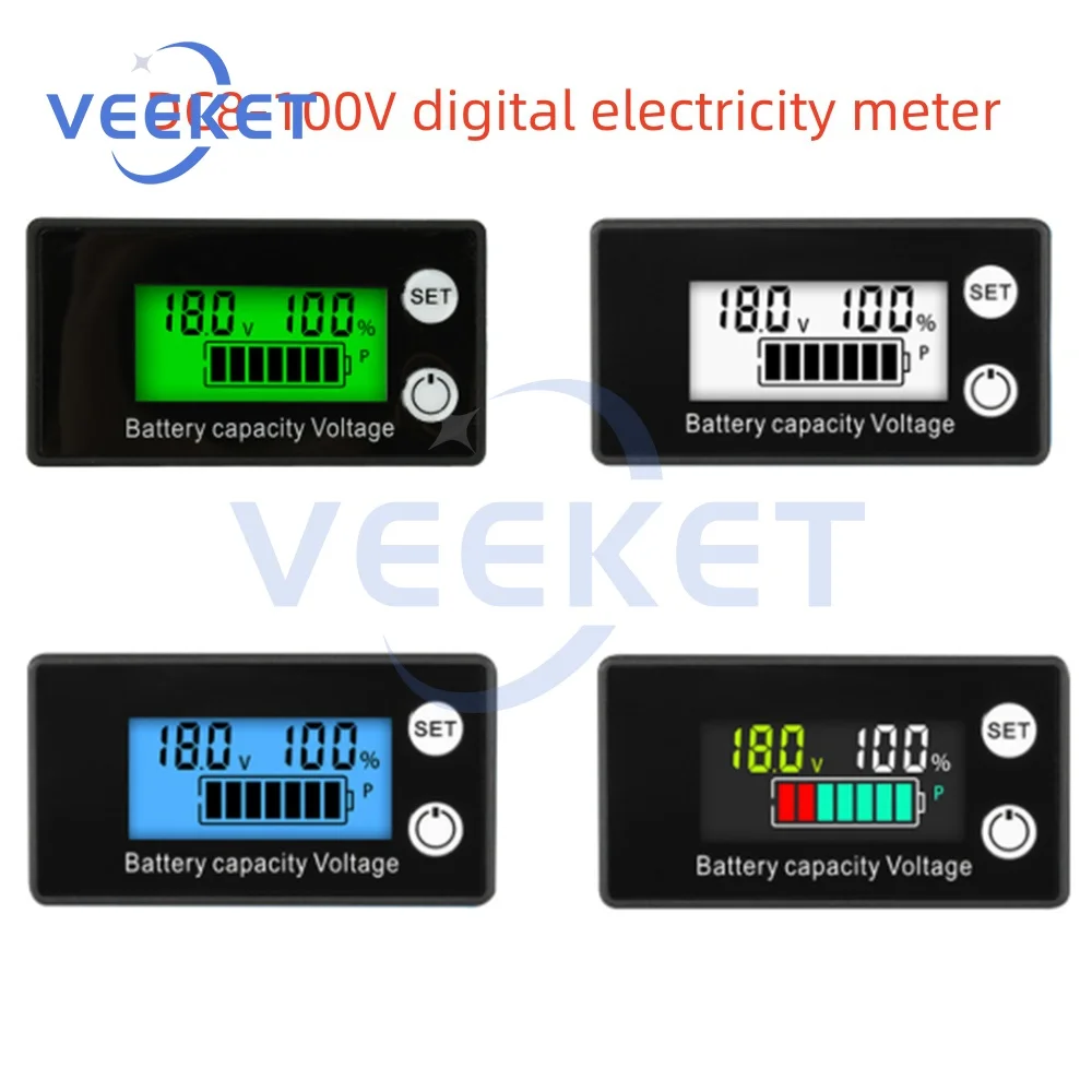 

DC 8V-100V Battery Capacity Indicator LCD Digital Electricity Meter Lead-acid Lithium LiFe PO4 Voltage Tester