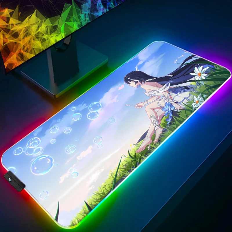 

Mouse Pad Gaming Accessories RGB Computer HD Keyboard Pad LED Gamer Designed Specifically For E-sports Honkai Impact 3 Mousepad