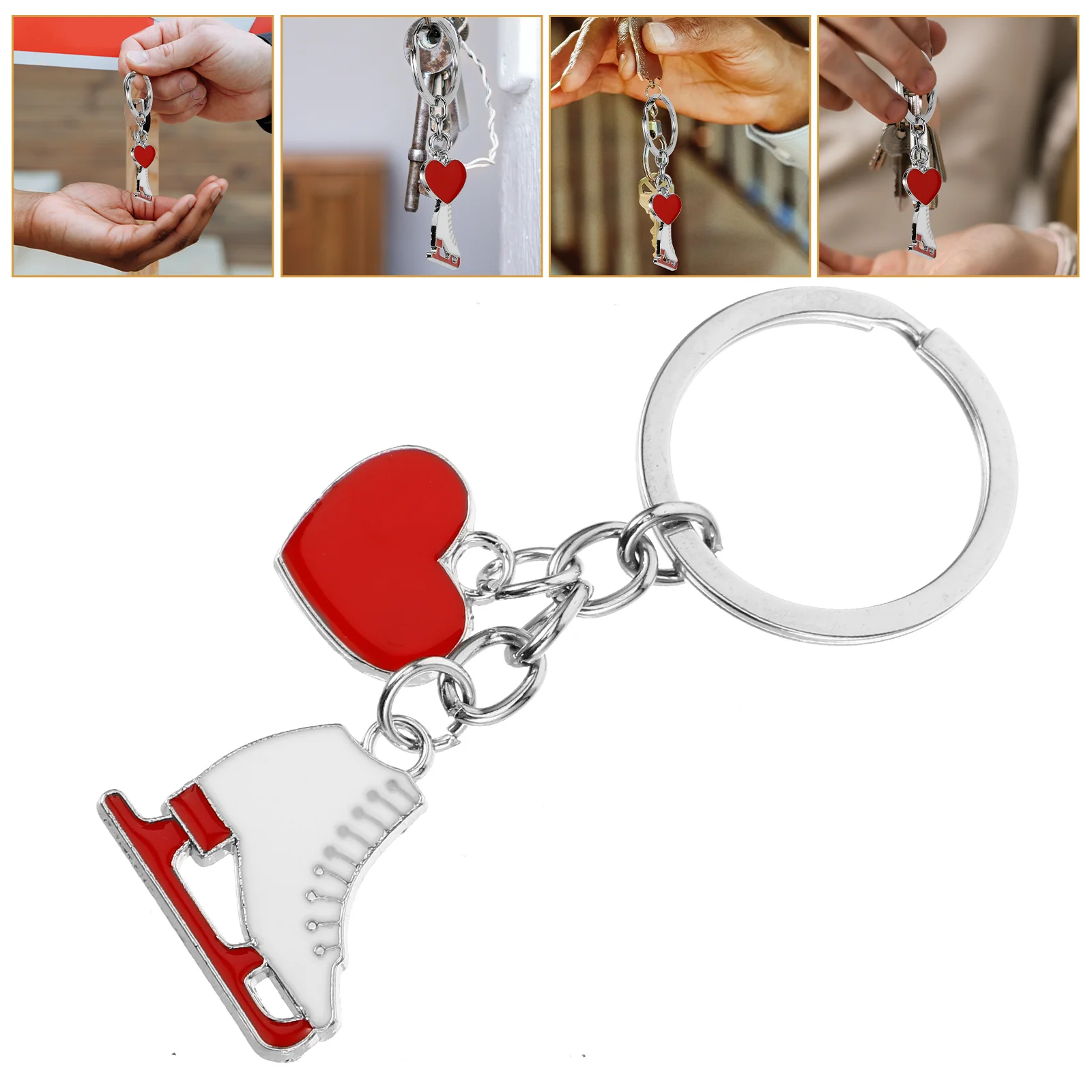 2 Pcs Alloy Ice Skates Pendant Cute Metal Charm Key Key Rings for Bags Backpacks Cellphones Sports Fan Gifts