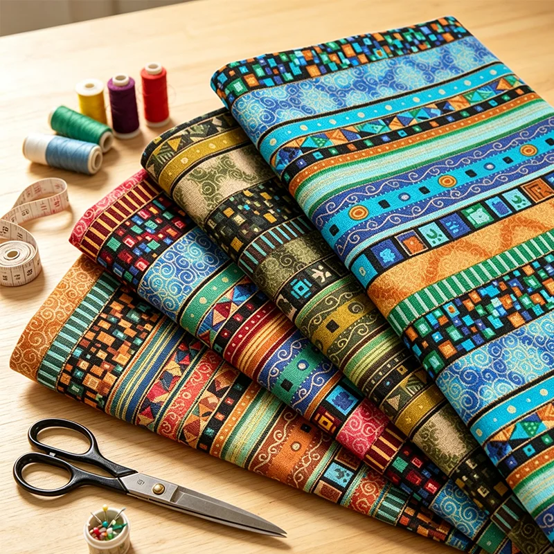 Ethnic Cotton and Linen Handmade Fabric, DIY Sewing Material, Bohemian Print, Home Textile, Sewing Tablecloths, Sofa, Skirt Pads, Curtains, Pillowcase Wrapping Materials