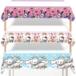 1pcs/lot Kuromi Cinnamoroll Hello Kitty Theme Birthday Party Table Cover Baby Shower Decorations Girls Favors Plastic Tablecloth