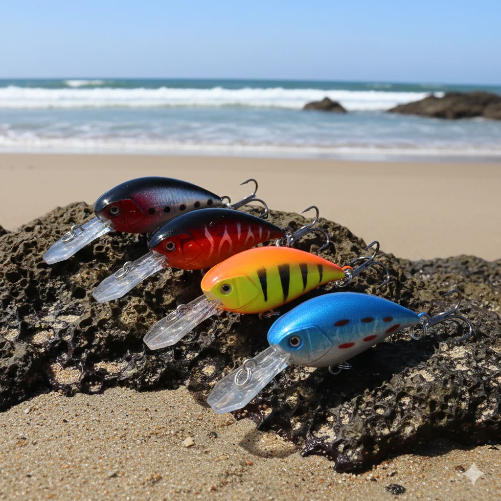 4-teiliges 5,5 cm 4,6 g Mini-Crankbait-Set, realistischer 3D-Augen-Wobbler, künstlicher Hartköder mit langer Zunge für Bass, Hecht, Forelle, Pesca