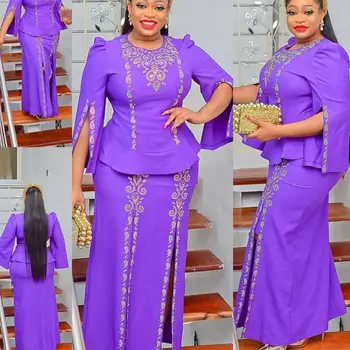 2 PCS Sets Tops Röcke Anzüge Plus Größe Türkei Hochzeit Party Kleider für Frauen Dashiki Ankara Afrikanischen Designer Herbst Outfits kleid