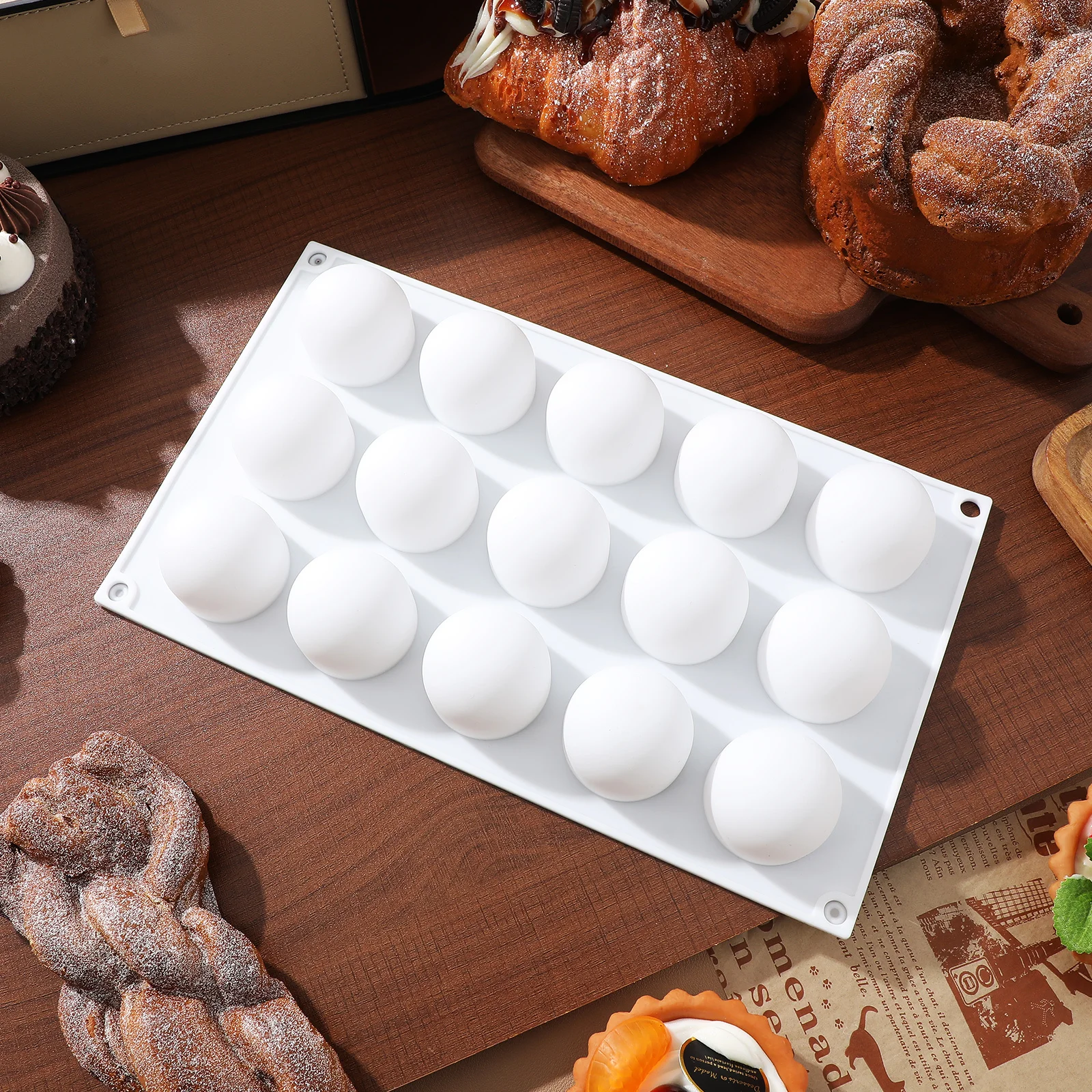 

2Pcs Round Silicone Mousse Molds Flexible Cake Sphere Chocolate Jelly Candy Dessert Baking Kitchen Accessory Baking Accessories