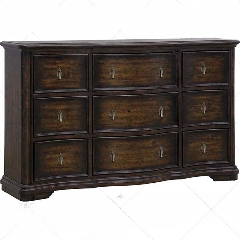 X188 Американский деревенский антикварный комод из цельного дерева для гостиной, виллы, шкаф для сувениров, шкафчик для маленькой квартиры, ретро шкаф