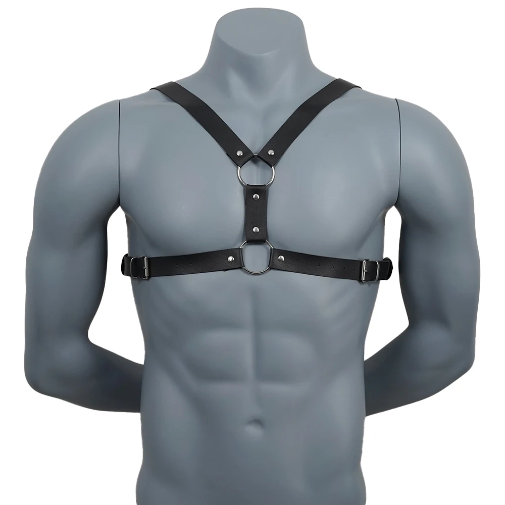 Men Harness Gay BDSM Pu Leather Studded Decor Harness Adjustable Sex Bondage Harness Fetish Clothing Erotic Costume Bondage