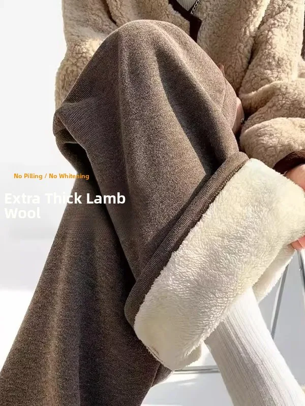 

Ультра-Thi бархатные широкие брюки с высокой талией, свободные драпированные брюки прямого кроя, ленивые женские осенне-зимние брюки на подкладке