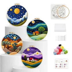 RUOPOTY-Wool Felt Painting Kit Night Scenery Needle Felting Kit For Beginners Needles For Fleece And Felt Gifts Home Decoration