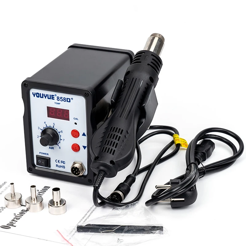 

858D+Lead-free Electric Welding Soldering Iron Professional Hot Air Heat Gun Rework Solder Station BGA PCB IC Phone Repair