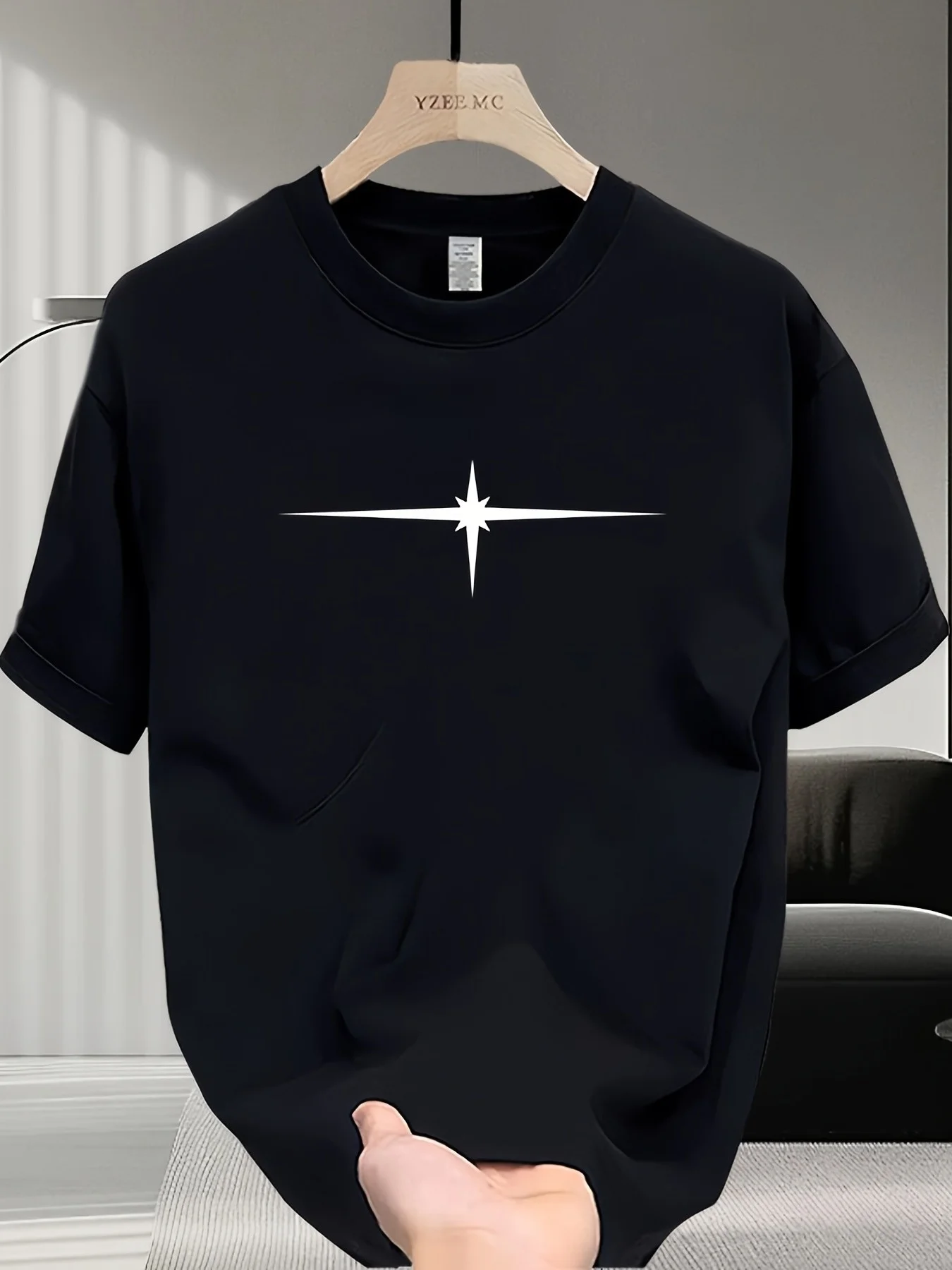 

2025 Fashion Simple Men's Clothing Summer Trendy Casual Short-sleeved Comfortable Brand Print Graphic Base Tee Tops Pure Cotton