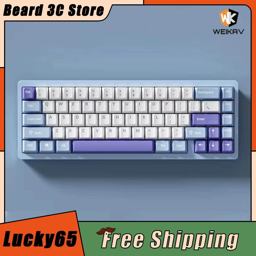 teclado mecanico sem fio bluetooth tres modos junta rgb aluminio teclados personalizados acessorios gamer weikav lucky65 01