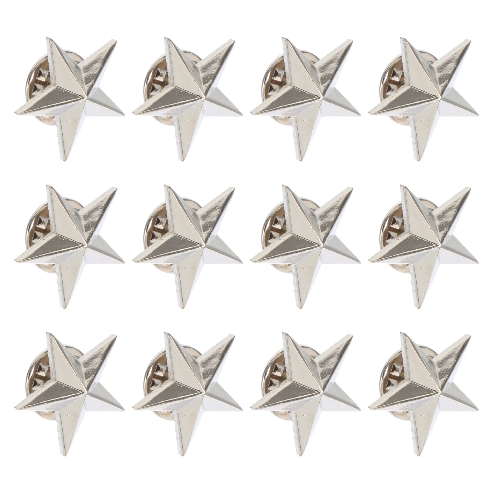 12 Pcs Pentagram Badge Star Shape Hat Badges Lable Pins Clothes Veterans Day Ornaments