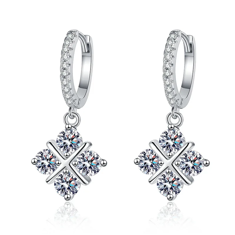 S925 Sterling Silver Earrings Women's Mosan Diamond Earrings Dream Catcher Network Temperament Classic Cross Earrings