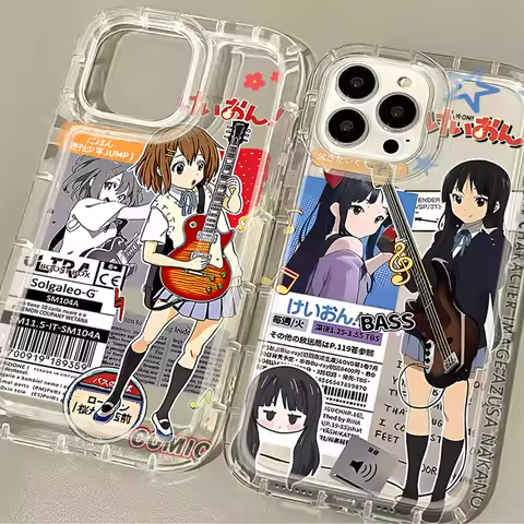 Japanese Cute K-ON Girls Case for Samsung Galaxy S24 S23 Ultra S22 S21 FE S20 Plus Note 20 10 Pro A34 A54 A33 A53 Clear Cover
