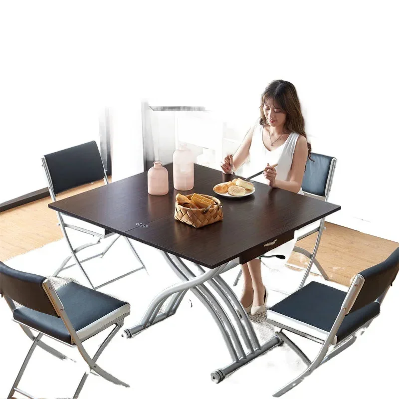 Hydraulic Rock Plate Lift Tea Table Transforms into a Dining  Dual purpose Household Living Room Small Unit Dining Table