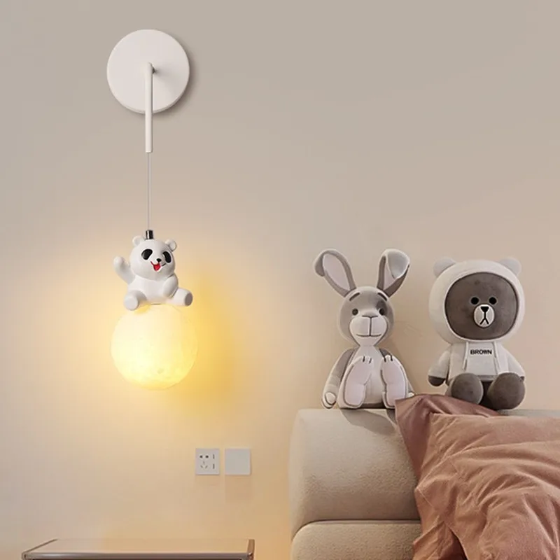 Modern Cute Bear Rabbit LED Pendant Lights Bedroom Bedside Children's Room Chandelier Home Decoration Wall Lamp Lustre Fixture