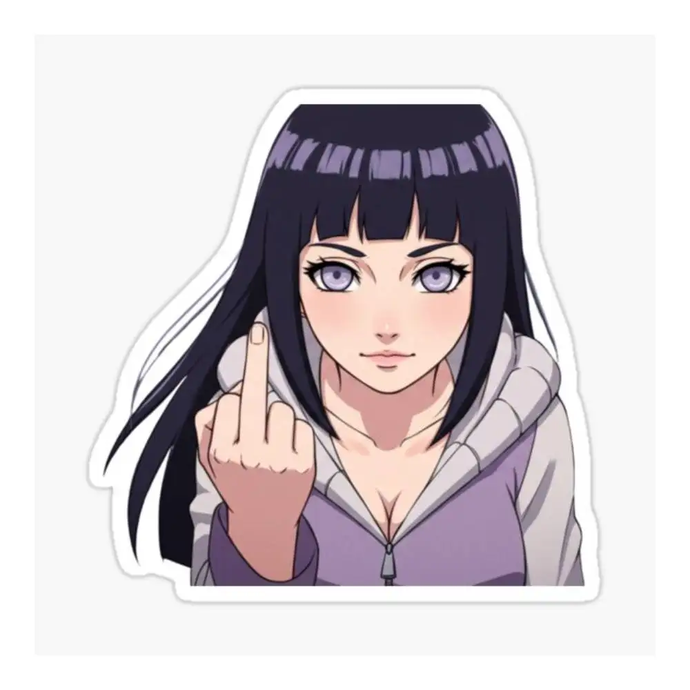 Anime Middle Finger - Waifu Hinata Sticker Helmet Flask Cup Laptop Car Vehicle Window Bumper Decal