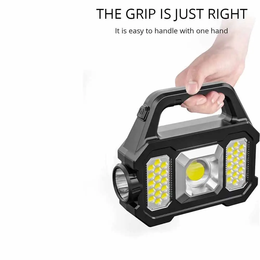 Faro solare zoomabile Impermeabile 6 modalità di illuminazione Luce da lavoro da campeggio Tecnologia COB Torcia portatile con ricarica solare