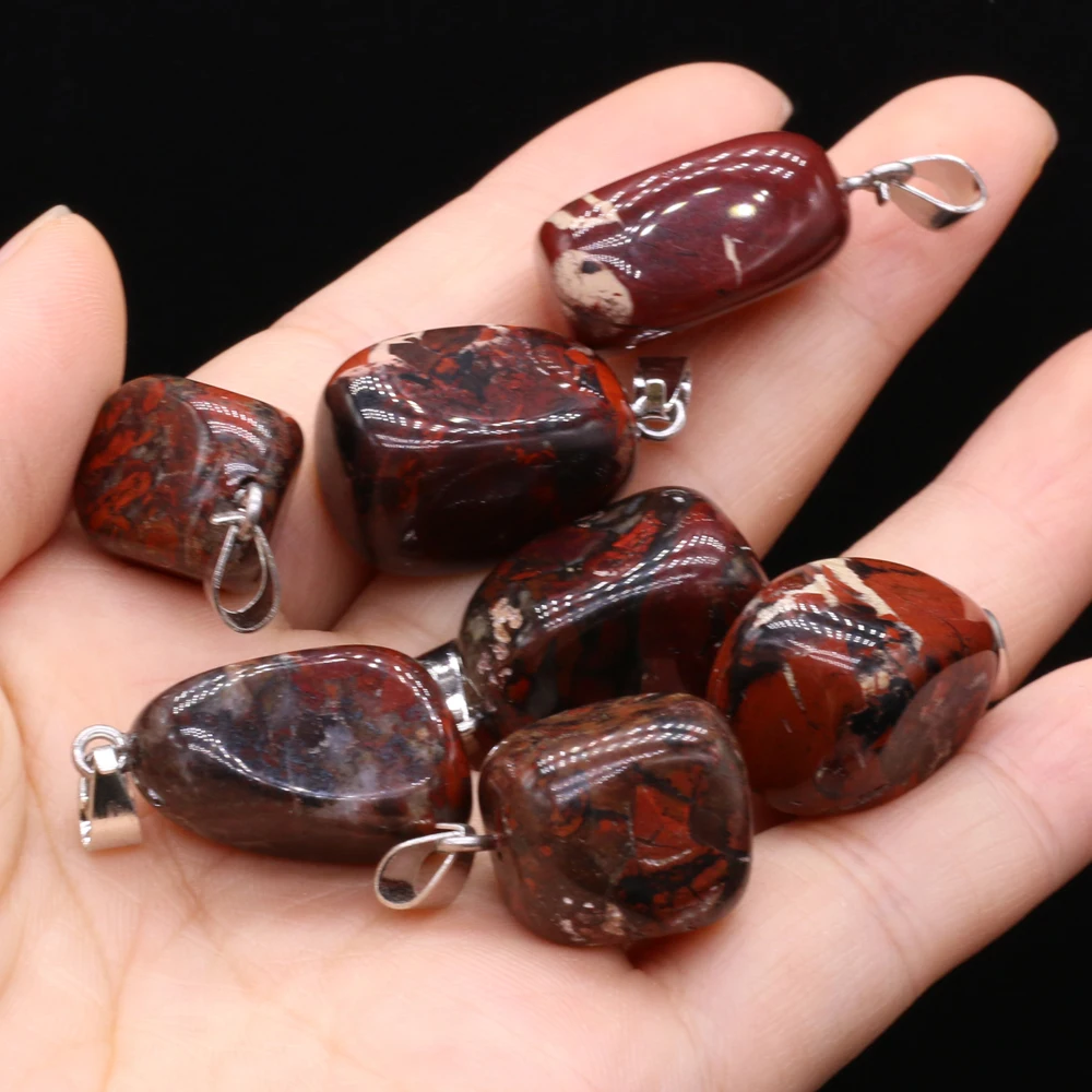Natural Semi-precious Stone Pendant Irregular Cherry Blossom Agate for DIY Jewelry Making Necklace Size15x20-18x25
