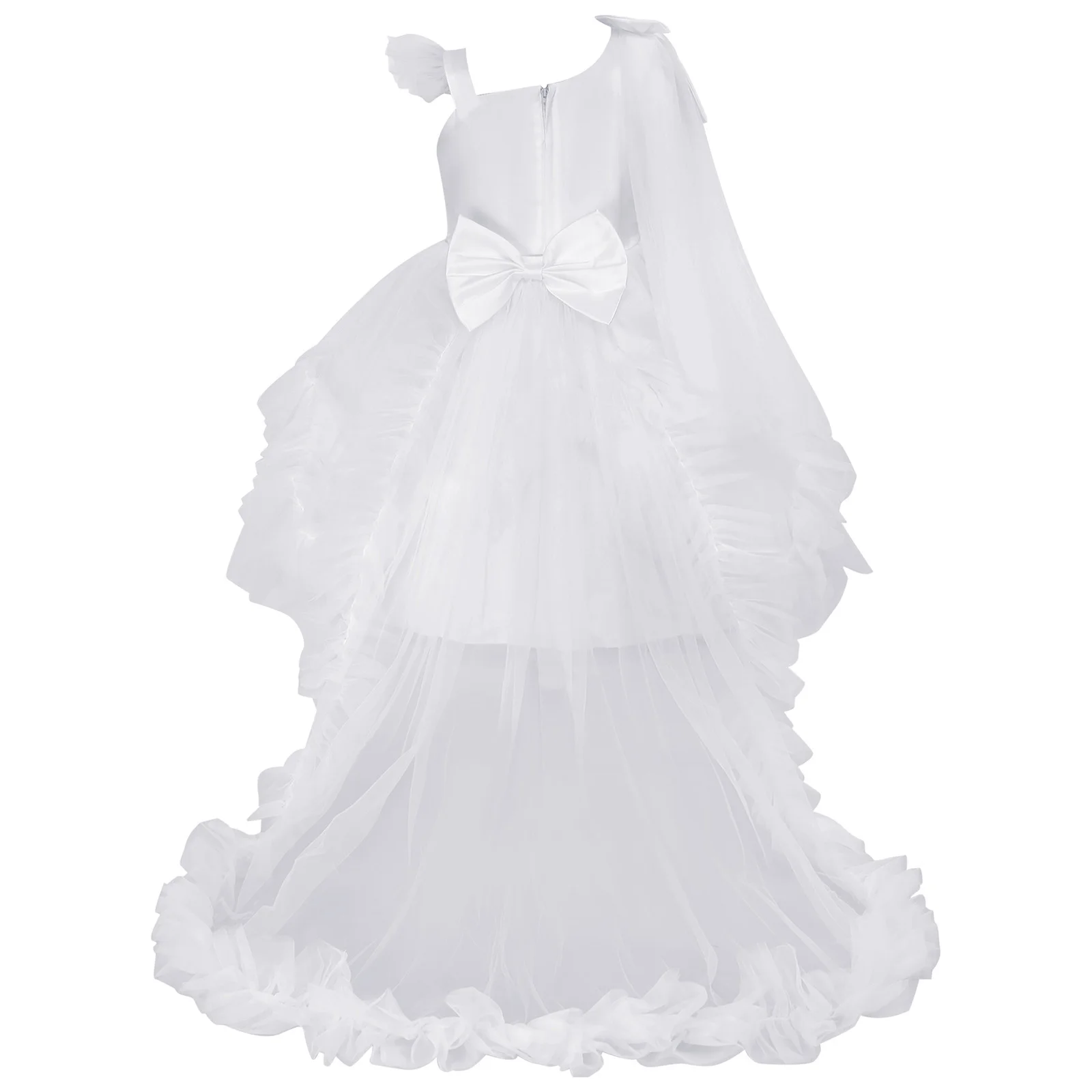 Little Girls Birthday Party Gowns Formal Prom Gown Tiered Tulle Baptism Tutu Dress for Christening Flower Girl Wedding Dress