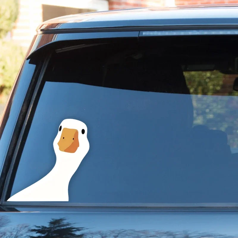 Weatherproof Vinyl Peeking Goose Decal,Adorable Cartoon Animal Window Sticker Easy to Apply Cute Decor For Car Truck SUV Offroad