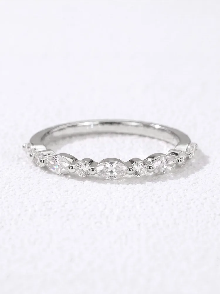 Eleganter 925 Sterling Silber Echter Moissanit Diamant Marquise Rund 2MM Ring für Damen, Alltag, Party, Mode, Hochwertiger Schmuck – Detail 4
