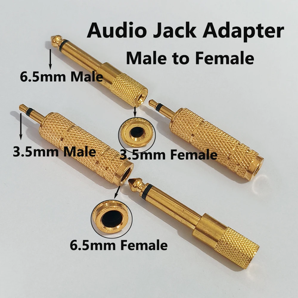 1/5Pcs Gold Plated Mono Audio Jack Adapter Factory Direct 3.5mm Male/Female  to 6.5mm Male /Female  Microphone Plug Connector