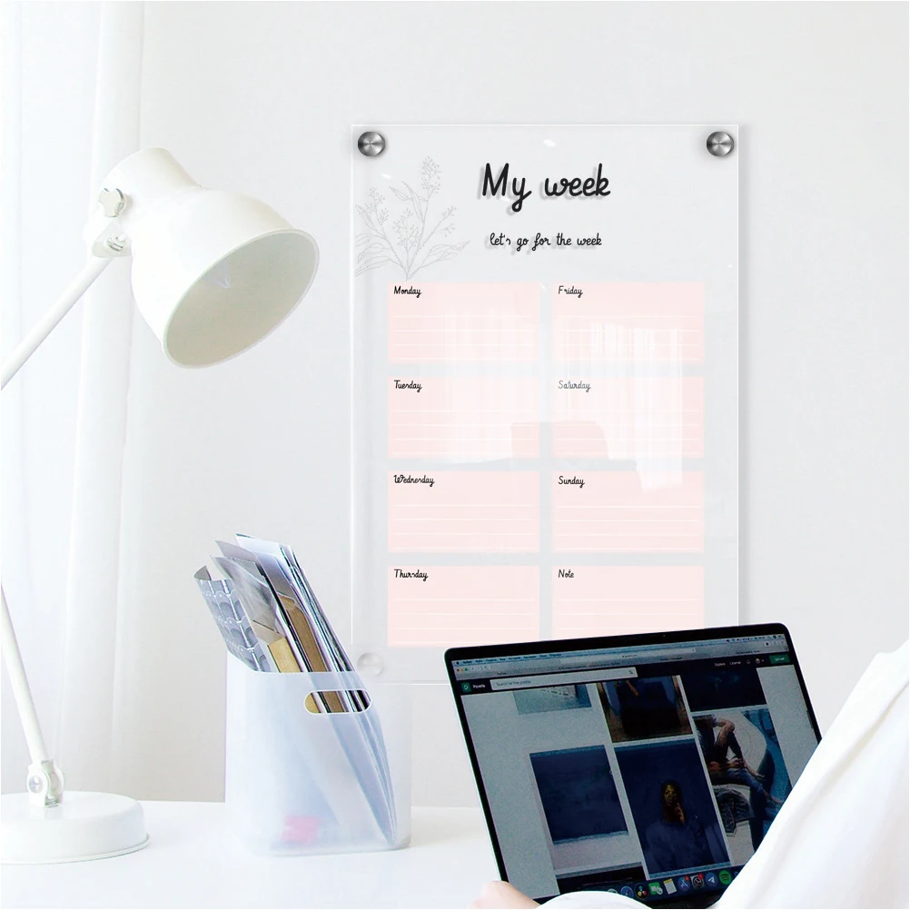 

Transparent Acrylic Whiteboard Dry Erase Note Pad Decorative Memo Board Student Practical Wall H written Stickers Clear Display