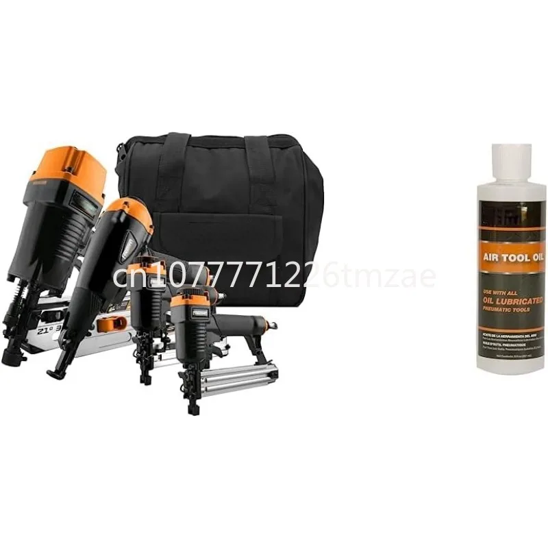 4-Piece Pneumatic Frame, Finishing Staple Gun, Stapler Kit with Bag