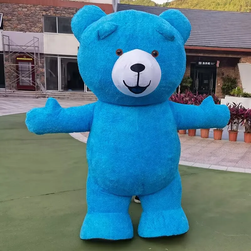 Giant Teddy Bear Mascot Costume Inflatable Plush Funny Bear Doll Clothing Colorful Anime Cartoon Bear Cosplay Dress Up Jumpsuits