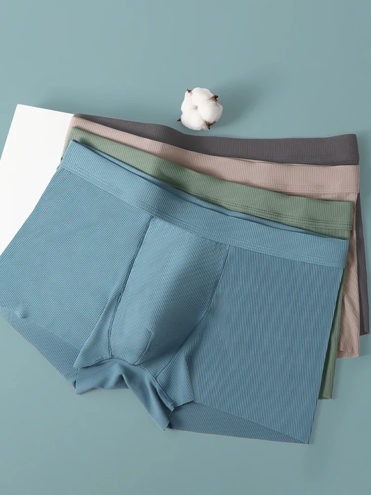 

5pcs Elemental Ice silk antibacterial underwear, men's summer thin and breathable, men's quadrangle pants, men's trendy flat cor