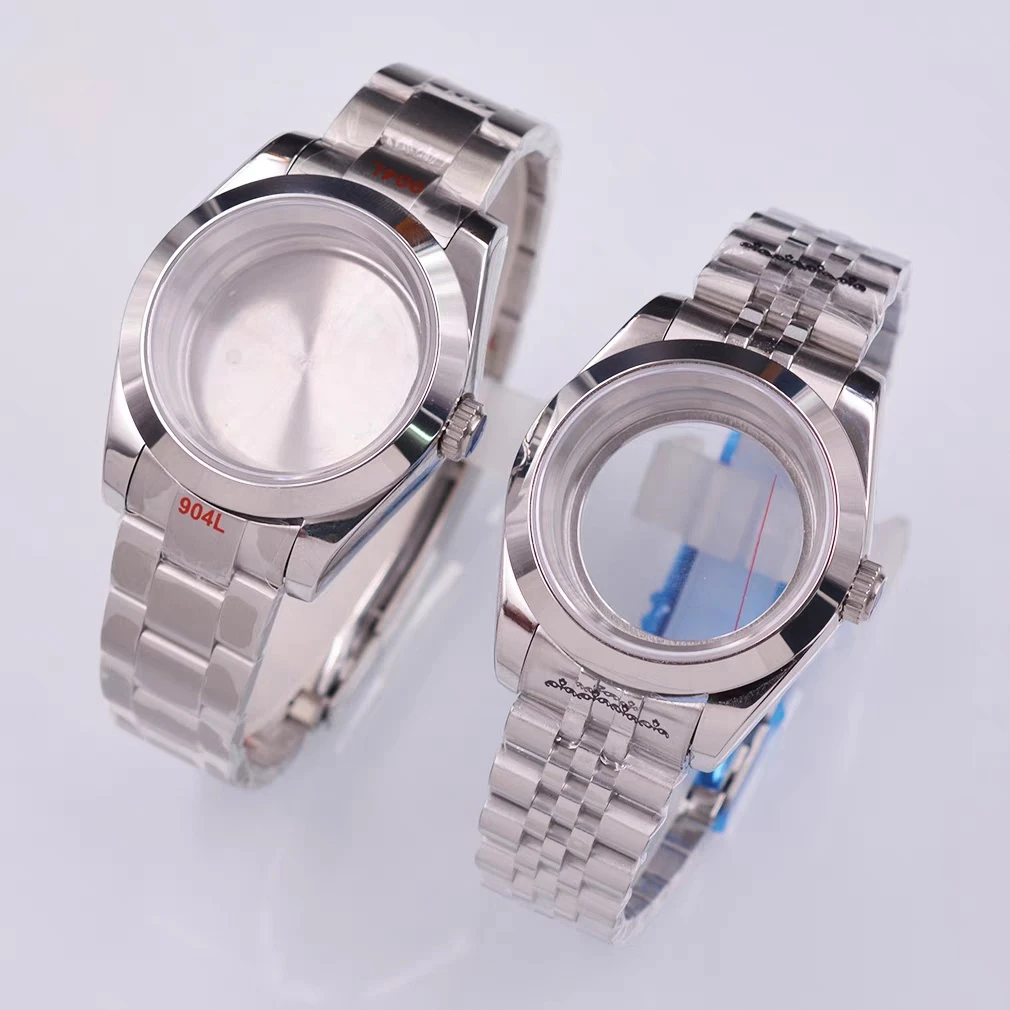 

40MM Watch Case Add Strap Stainless Steel Sapphire Glass Back Display Fit eta2824 Automatic Movement