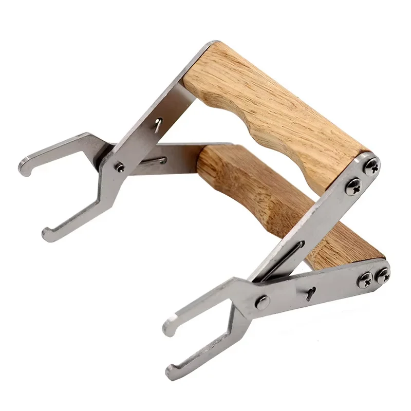 Bee Hive Frame Holder Grip Stainless Steel Beekeeping Frame Gripper Holder and Lifter Tool with Wooden Handle for Beekeeeper