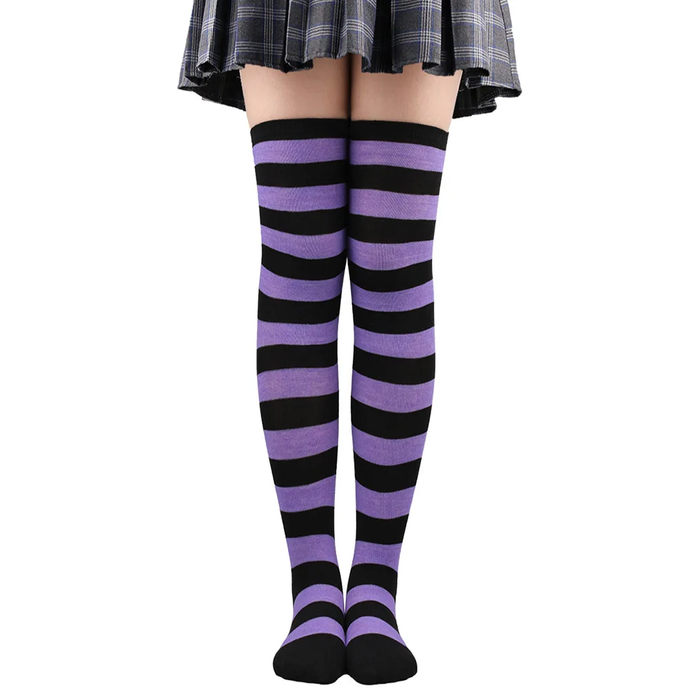 The Knee Socks for Ladies Women Thigh High Over Hosiery Long Cotton Stocking Knitted Warm Soks Black White Red Striped Christmas