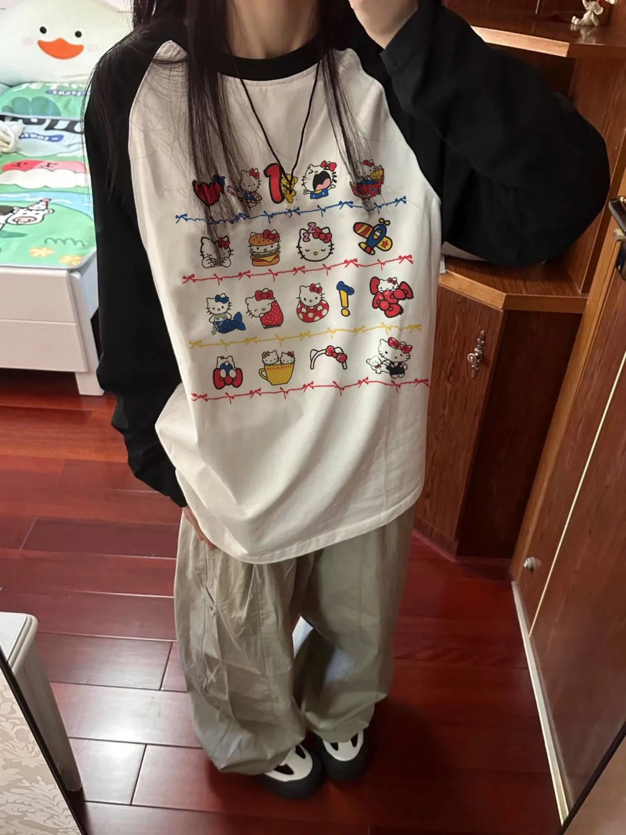 キティ長袖純綿ルーズデザイン学生トップ女性のファッションスウェットシャツ快適な通気性秋の新着 1