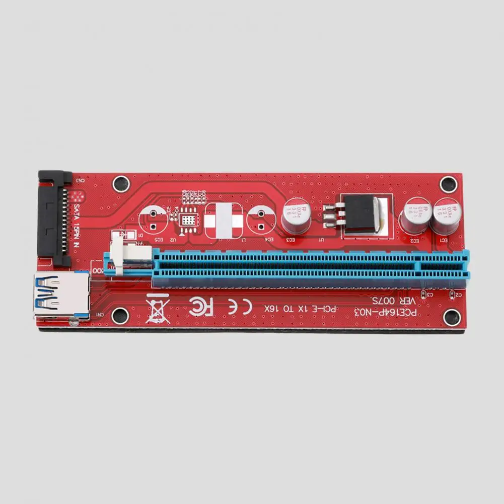 Ver 007S PCI-E بطاقة الناهض سرعة عالية مضادة للتدخل مستقرة امدادات الطاقة التدريع PCI-E 1X إلى 16X SATA موسع الناهض محول