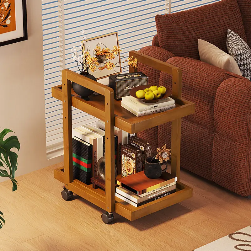 #Mobile Edge Table, Small Cart, Living Room Sofa, Coffee Table, Side Cabinet, Antique Style, Simple Bedside Storage Rack
