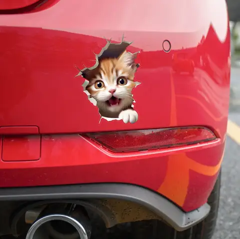 내구성 있는 3D 고양이 패턴 자동차 스티커 창문 범퍼용 귀여운 자동차 바디 스타일링 긁힘 방지 장식 오토바이 자동차 노트북용