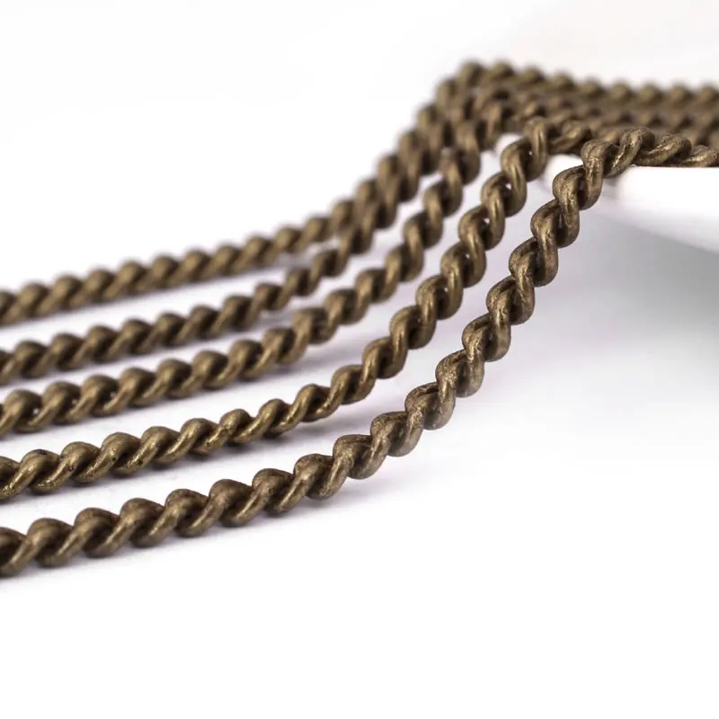 2 Meters width 3MM 3.5MM Antique Bronze Coppe Dense Stronger Extended Chain Diy Jewelry Necklace Findings Accessories Wholesale