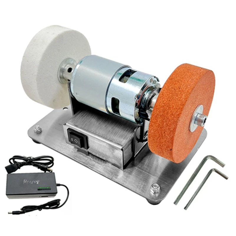 EU Plug,100W Double Grinder Machine Grinder Motor Mini Coarse And Fine Polishing Electric Grinding Wheel Grindig Stone