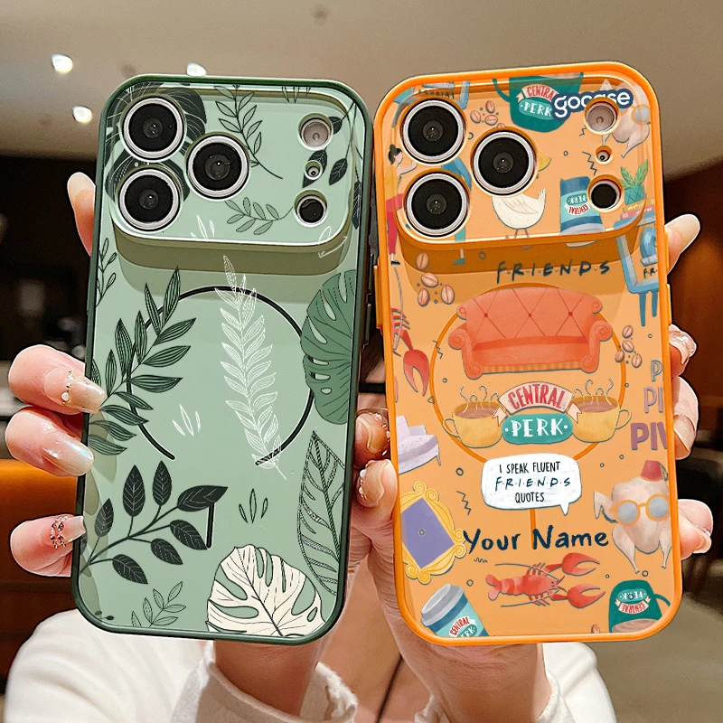 Coque de téléphone magnétique à motif végétal estival pour iPhone 17 Pro Max 16 15 14 13 Pro Max compatible avec la charge sans fil MagSafe, coque arrière en TPU et PC