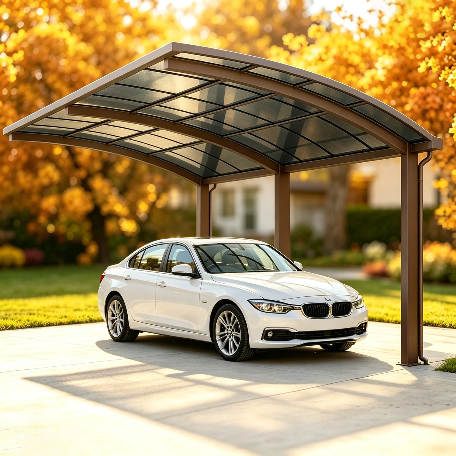 Premium Aluminum Alloy Carport Lightweight but Strong Outdoor Car Canopy, UV Resistant Anti-Rust Car Parking Shed for Home Use