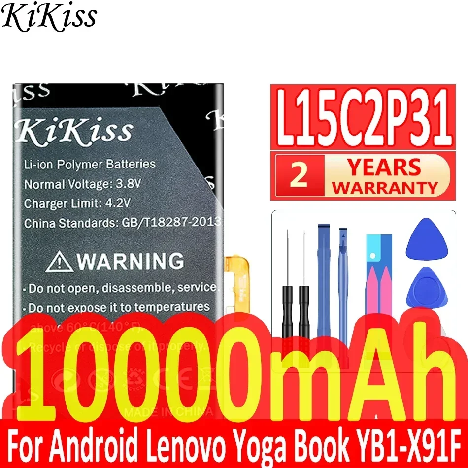 10000mAh KiKiss Powerful Battery L15C2P31 For Lenovo Yoga Book YB1-X91F X91L X91X YB1-X90F YB1-X90L Series