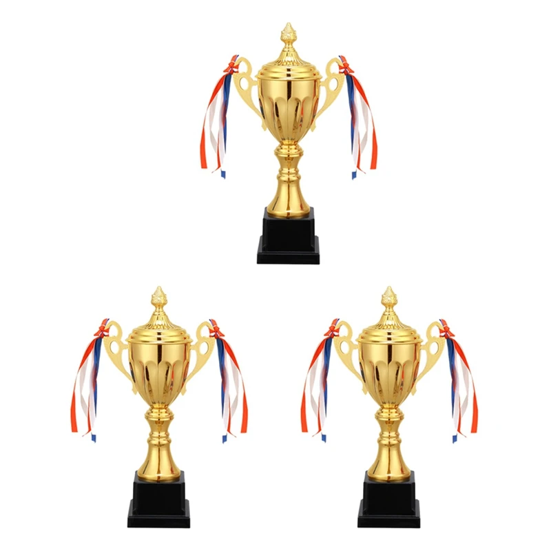 

3Pcs 11 Inch Gold Trophy Cup For Sports Meeting Competitions Soccer Winner Team Awards And Competition Parties Favors