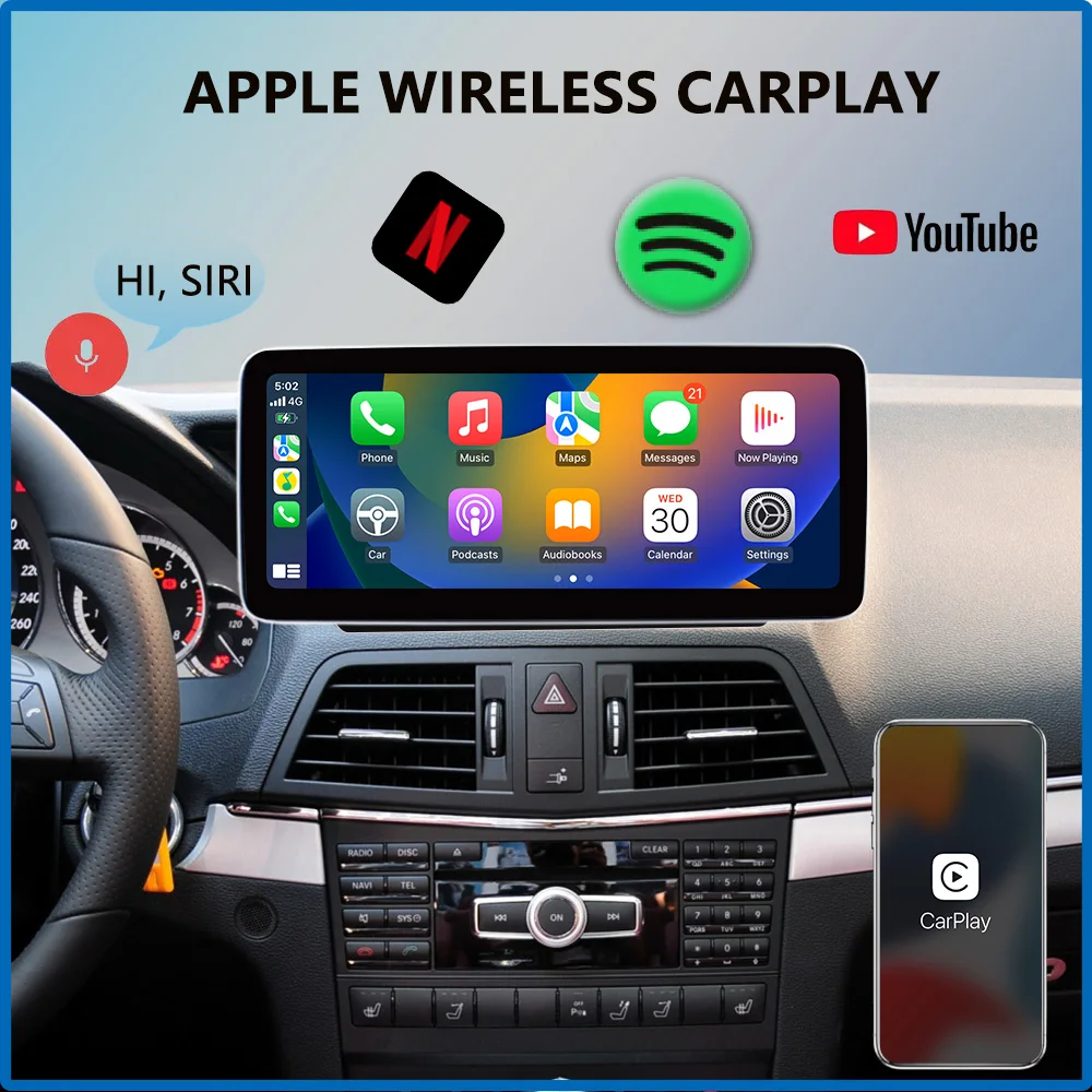 W207 A207 C207 Android 14 Qualcomm For Mercedes Benz Class E300 E260 E220 Car Radio GPS Navigation CarPlay Multimedia Player