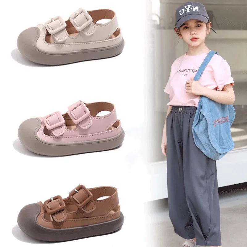 Children's Baotou Sandals Sports Soft Soles 2024 Summer Men and Girls Hollow Breathable Non-slip Casual Shoes