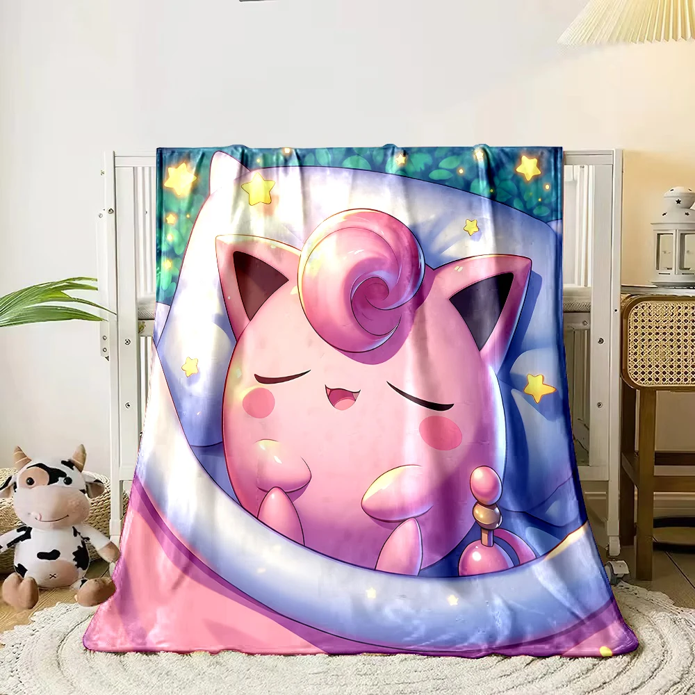 Pokemon Jigglypuff Flannel Blanket Cartoon Baby Girl Throw Soft Fluffy Blanket Plush Warm Home Sofa Decor Kid Boy Girl Gift