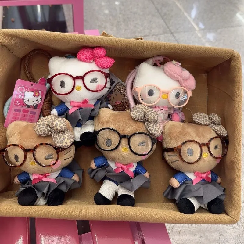 

Kawaii Sanrio Hello Kitty Jk Uniform Cartoon Girl Glasses Exquisite Bag Keychain Cute Couple Backpack Keychain Doll Decor Gift